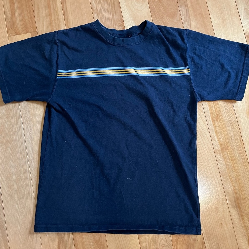 Navy blue & yellow striped t shirt